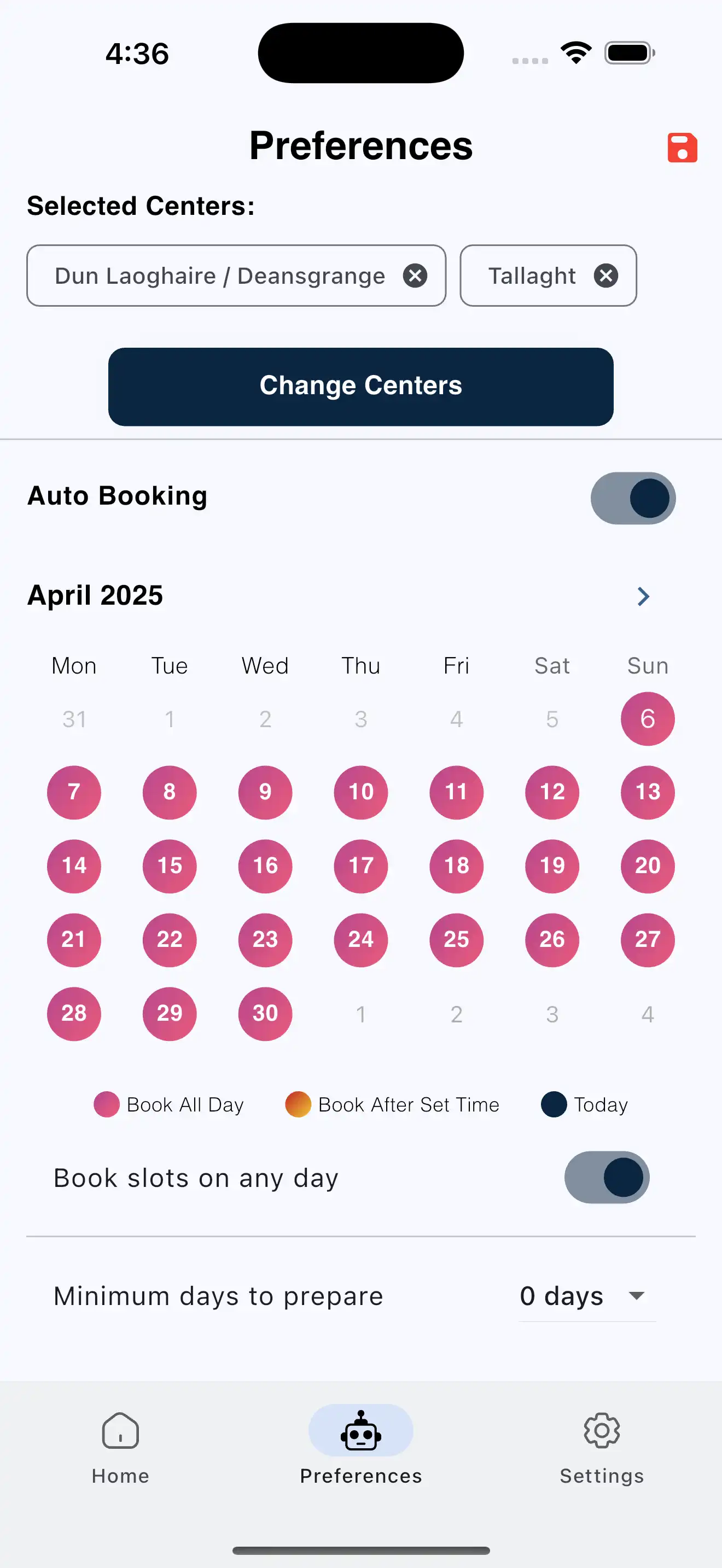 App Main Screen